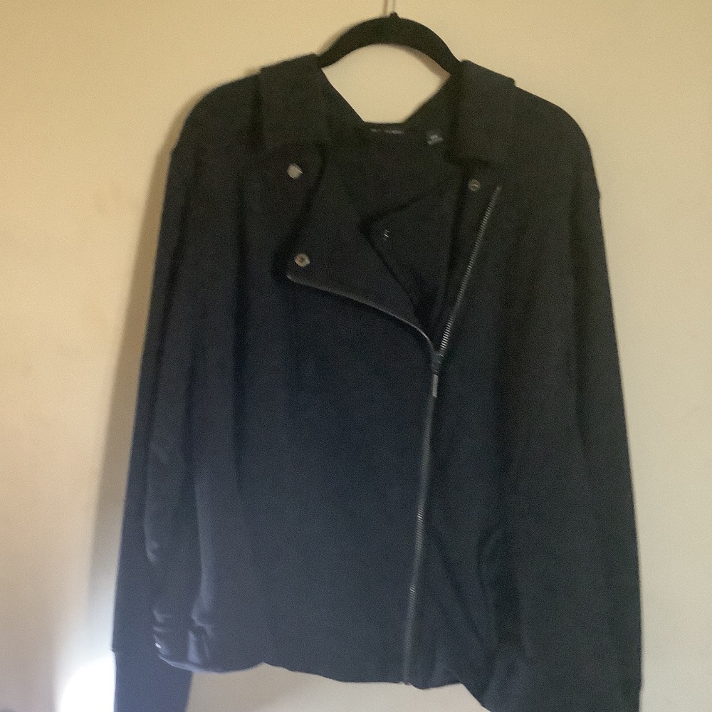 Halston sweatshirt material moto jacket. Black. Size 26W.